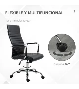 Silla de Escritorio Giratoria Silla de Oficina con Respaldo Alto Ruedas Giratorias Altura Ajustable Función Basculante y Reposab