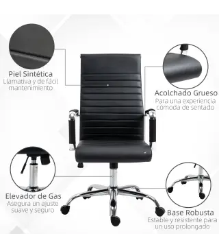 Silla de Escritorio Giratoria Silla de Oficina con Respaldo Alto Ruedas Giratorias Altura Ajustable Función Basculante y Reposab