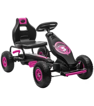 Coche de Pedales para Niños de 5-12 Años con Asiento Ajustable Neumáticos Inflables Amortiguador Carga 50kg Negro y Rosa