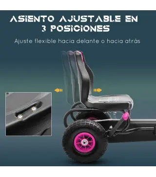 Coche de Pedales para Niños de 5-12 Años con Asiento Ajustable Neumáticos Inflables Amortiguador Carga 50kg Negro y Rosa