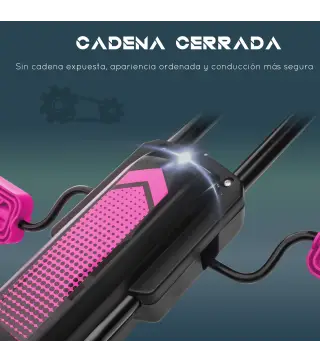 Coche de Pedales para Niños de 5-12 Años con Asiento Ajustable Neumáticos Inflables Amortiguador Carga 50kg Negro y Rosa