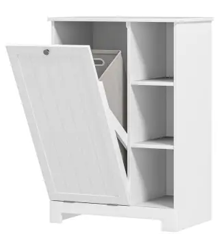 Mueble de Baño con Cesto Ropa Sucia Cesta Extraíble Estante Ajustable y Compartimentos para Baño 60x38x86 cm Blanco