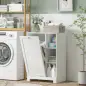 Mueble de Baño con Cesto Ropa Sucia Cesta Extraíble Estante Ajustable y Compartimentos para Baño 60x38x86 cm Blanco
