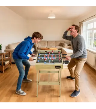Futbolín para Niños de Madera Mesa de Futbolín con 2 Marcadores 8 Asas y 22 Jugadores 114x78x88 cm Natural