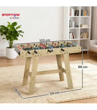 Futbolín para Niños de Madera Mesa de Futbolín con 2 Marcadores 8 Asas y 22 Jugadores 114x78x88 cm Natural