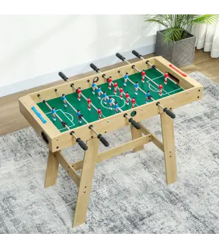 Futbolín para Niños de Madera Mesa de Futbolín con 2 Marcadores 8 Asas y 22 Jugadores 114x78x88 cm Natural