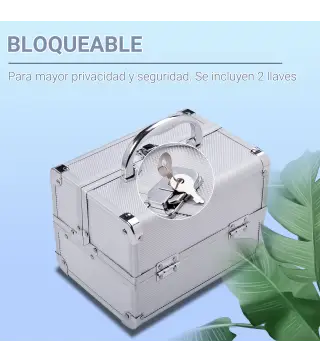 Maletín Maquillaje Profesional Estuche de Cosmético Portátil con Bandejas de 3 Niveles y Espejo 2 Llaves para Joyero Manicura Vi
