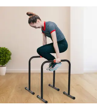 Barras Paralelas Training Soporte con Mango Extra Ancho para Flexiones Inclinadas Musculación Calistenia Dips 63x41x73 cm Negro