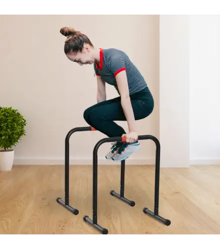Barras Paralelas Training Soporte con Mango Extra Ancho para Flexiones Inclinadas Musculación Calistenia Dips 63x41x73 cm Negro