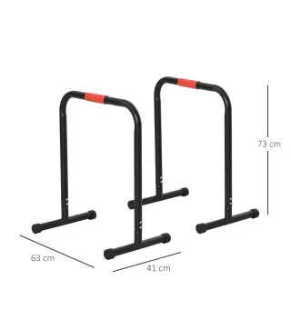 Barras Paralelas Training Soporte con Mango Extra Ancho para Flexiones Inclinadas Musculación Calistenia Dips 63x41x73 cm Negro