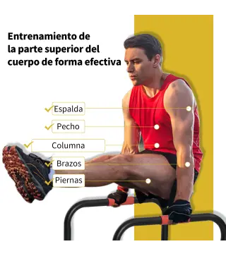 Barras Paralelas Training Soporte con Mango Extra Ancho para Flexiones Inclinadas Musculación Calistenia Dips 63x41x73 cm Negro