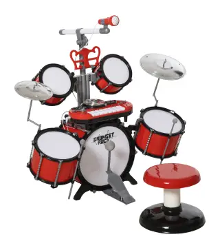 Batería Infantil con Taburete, Jazz Batería Infantil con 4 Tambores, Micrófono, Platos, Baquetas Teclado, Instrumento Musical pa