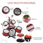 Batería Infantil con Taburete, Jazz Batería Infantil con 4 Tambores, Micrófono, Platos, Baquetas Teclado, Instrumento Musical pa Batería Infantil con Taburete, Jazz Batería Infantil con 4 Tambores, Micrófono, Platos, Baquetas Teclado, Instrumento Musical pa