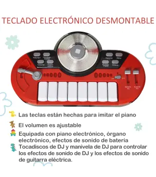 Batería Infantil con Taburete, Jazz Batería Infantil con 4 Tambores, Micrófono, Platos, Baquetas Teclado, Instrumento Musical pa