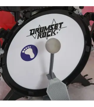 Batería Infantil con Taburete, Jazz Batería Infantil con 4 Tambores, Micrófono, Platos, Baquetas Teclado, Instrumento Musical pa