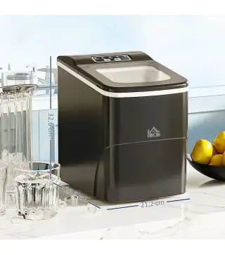 Máquina de Hacer Hielo Autolimpieza 12 kg/24h 9 Cubitos de Hielo en 8 Minutos 2 Tamaños de Cubitos Negro