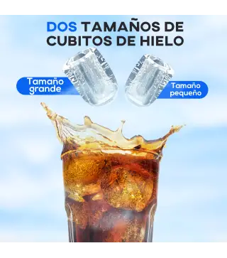 Máquina de Hacer Hielo Autolimpieza 12 kg/24h 9 Cubitos de Hielo en 8 Minutos 2 Tamaños de Cubitos Negro