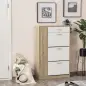 Mueble Zapatero de 3 Puertas para 18-27 Pares de Zapatos Zapatero Moderno con Cajón y Puerta 84x30x132 cm Natural
