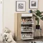 Mueble Zapatero de 3 Puertas para 18-27 Pares de Zapatos Zapatero Moderno con Cajón y Puerta 84x30x132 cm Natural