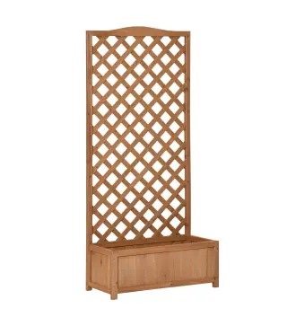 Jardinera con Enrejado de Madera Maciza Arriate Macetero con Soporte para Trepadora Cultivos Plantas Flores para Balcón Terraza