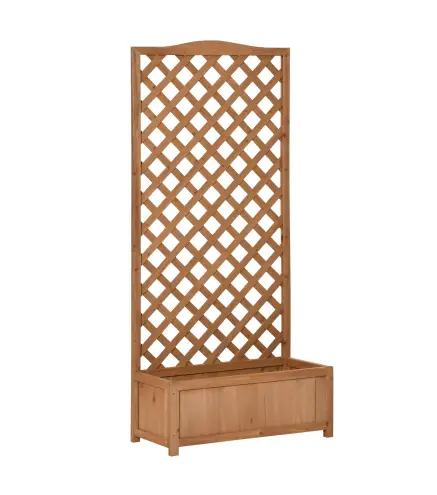 Jardinera con Enrejado de Madera Maciza Arriate Macetero con Soporte para Trepadora Cultivos Plantas Flores para Balcón Terraza