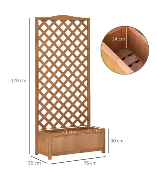 Jardinera con Enrejado de Madera Maciza Arriate Macetero con Soporte para Trepadora Cultivos Plantas Flores para Balcón Terraza