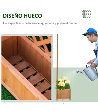 Jardinera con Enrejado de Madera Maciza Arriate Macetero con Soporte para Trepadora Cultivos Plantas Flores para Balcón Terraza