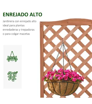 Jardinera con Enrejado de Madera Maciza Arriate Macetero con Soporte para Trepadora Cultivos Plantas Flores para Balcón Terraza