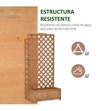 Jardinera con Enrejado de Madera Maciza Arriate Macetero con Soporte para Trepadora Cultivos Plantas Flores para Balcón Terraza