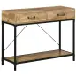 Mesa de Consola Industrial Mesa de Sofá con 2 Cajones y Estante para Recibidor con Patas de Metal Marrón y Negro