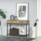Mesa de Consola Industrial Mesa de Sofá con 2 Cajones y Estante para Recibidor con Patas de Metal Marrón y Negro
