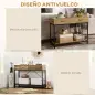 Mesa de Consola Industrial Mesa de Sofá con 2 Cajones y Estante para Recibidor con Patas de Metal Marrón y Negro