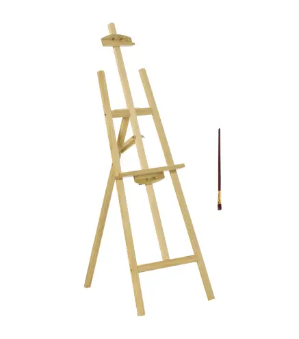 Caballete de Pintura de Madera Caballete de Dibujo con Ángulo Ajustable de 75° y Pincel 51,5x71,5x134,5cm Natural
