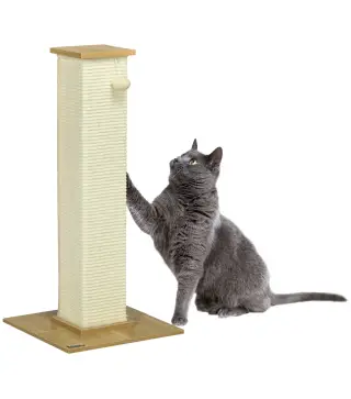 Poste Rascador para Gatos de 80 cm Árbol para Gatos con Poste de Sisal y Bola Colgante 38x38x80 cm Roble
