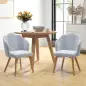 Set de 2 Sillas de Comedor Tapizadas Lino Sintético Acolchadas Carga 120 kg 58x60x82 cm Gris