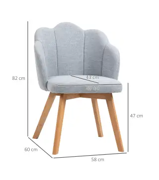 Set de 2 Sillas de Comedor Tapizadas Lino Sintético Acolchadas Carga 120 kg 58x60x82 cm Gris
