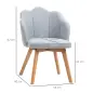 Set de 2 Sillas de Comedor Tapizadas Lino Sintético Acolchadas Carga 120 kg 58x60x82 cm Gris