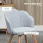 Set de 2 Sillas de Comedor Tapizadas Lino Sintético Acolchadas Carga 120 kg 58x60x82 cm Gris