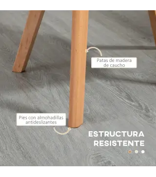 Set de 2 Sillas de Comedor Tapizadas Lino Sintético Acolchadas Carga 120 kg 58x60x82 cm Gris
