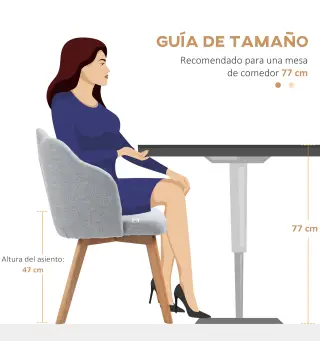 Set de 2 Sillas de Comedor Tapizadas Lino Sintético Acolchadas Carga 120 kg 58x60x82 cm Gris