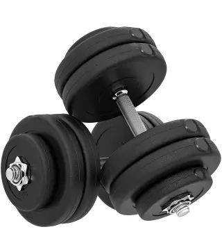 Juego de Mancuernas Ajustables con Barra de Conexión de Acero y Discos Desmontables 8x5 kg 4x1,5 kg Total 50 kg Negro