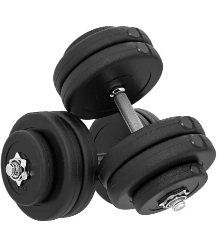Juego de Mancuernas Ajustables con Barra de Conexión de Acero y Discos Desmontables 8x5 kg 4x1,5 kg Total 50 kg Negro
