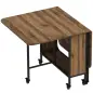 Mesa de Cocina Plegable con Ruedas Alas Abatibles y Estante Mesa Plegable para Salón 130x80x74 cm Marrón