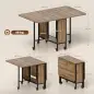 Mesa de Cocina Plegable con Ruedas Alas Abatibles y Estante Mesa Plegable para Salón 130x80x74 cm Marrón