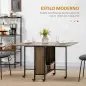 Mesa de Cocina Plegable con Ruedas Alas Abatibles y Estante Mesa Plegable para Salón 130x80x74 cm Marrón