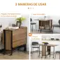 Mesa de Cocina Plegable con Ruedas Alas Abatibles y Estante Mesa Plegable para Salón 130x80x74 cm Marrón
