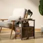 Mesa Auxiliar con Estación de Carga y Toma de Corriente Mesita de Noche con Cajones y Estantería Abierta Marrón Rústico Mesa Auxiliar con Estación de Carga y Toma de Corriente Mesita de Noche con Cajones y Estantería Abierta Marrón Rústico