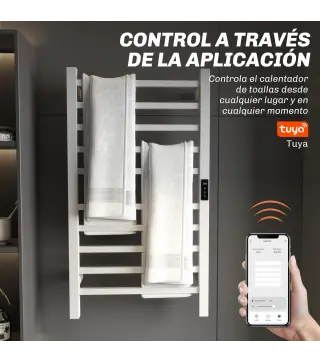 Toallero Eléctrico de Pared con Wi-Fi 10 Barras Temperatura Ajustable y Temporizador IPX4 45x11x80 cm Blanco