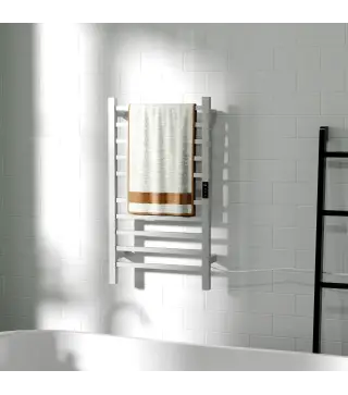 Toallero Eléctrico de Pared con Wi-Fi 10 Barras Temperatura Ajustable y Temporizador IPX4 45x11x80 cm Blanco