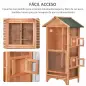 Jaula para Pájaros de Madera con 3 Puertas 4 Perchas Bandeja Extraíble y Techo Asfáltico 80,5x57x153 cm Natural